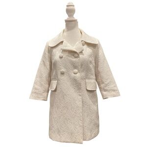 Ivory Jacquard Floral Peacoat Kensie Double Breasted Bridal Coat small